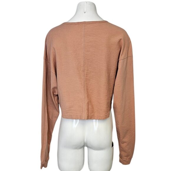 Gymshark Womens Long Sleeve Cropped Sweatshirt, Cotton, Peach, Size Small - Picture 2 of 8